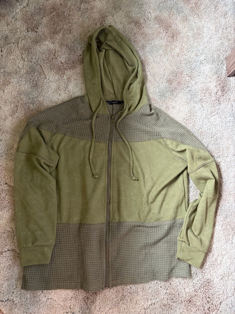 Women's Olive Green Full-Zip Hooded Sweatshirt